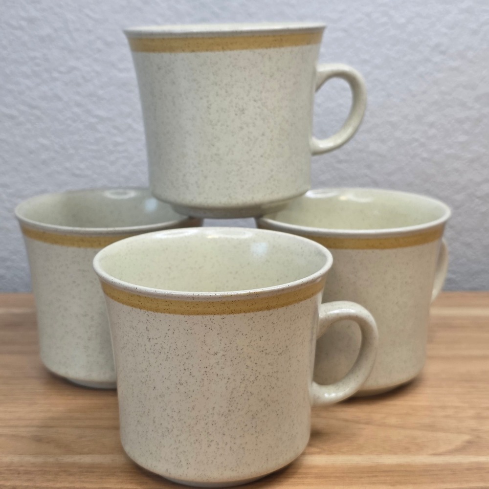 Vintage Hearthside Garden Festival Stoneware Mugs Set of 4 Made in Japan